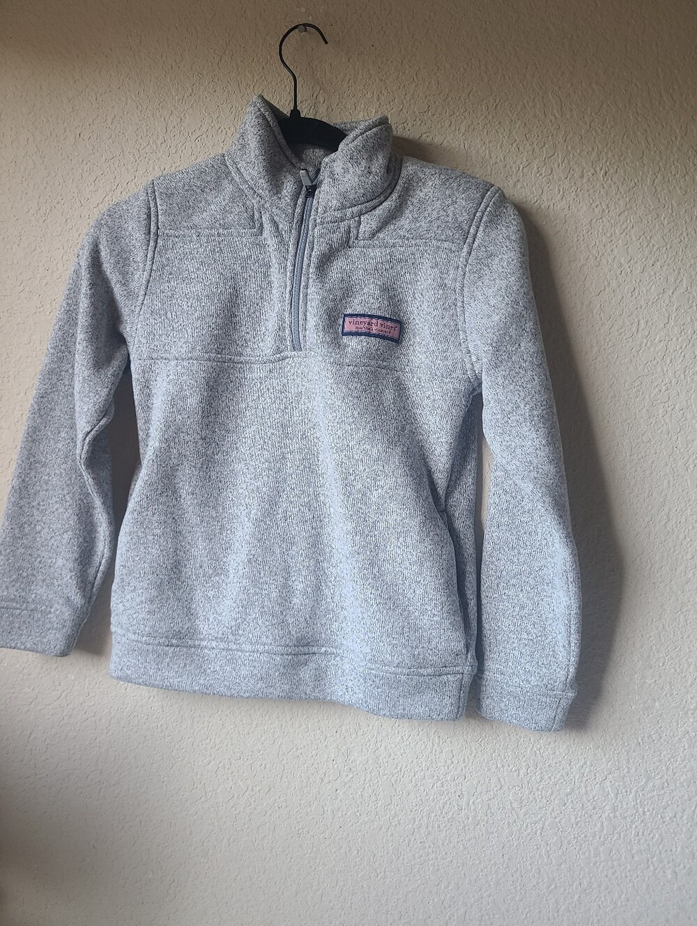 Vineyard Vines Kids Gray Quarter-Zip Fleece Pullover Jacket Size S